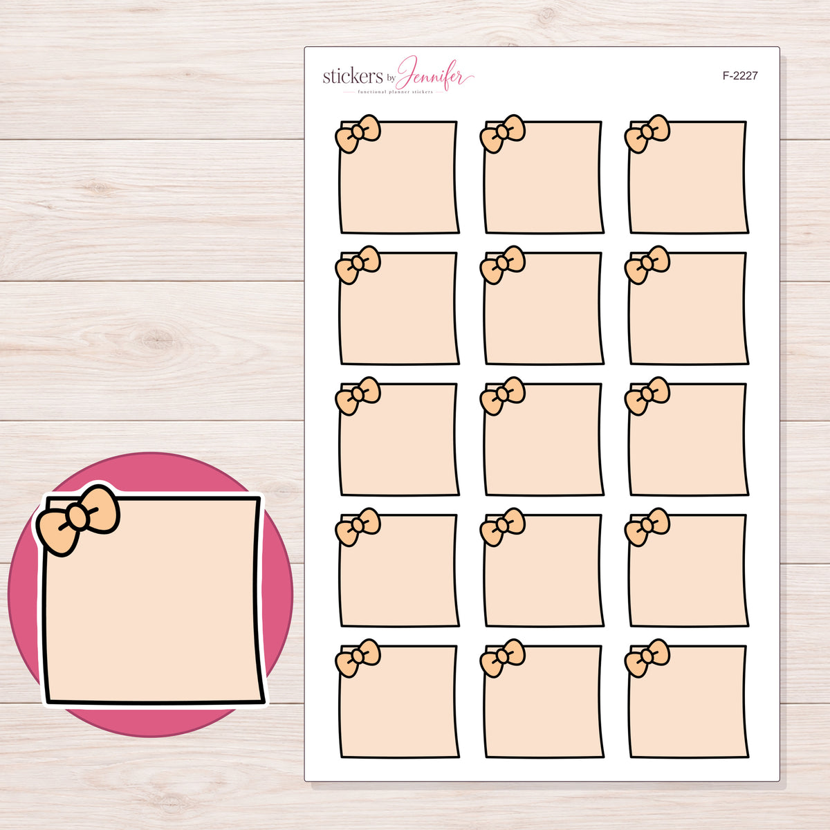 F-2227 planner sticker sheet with enlarged sticker detail