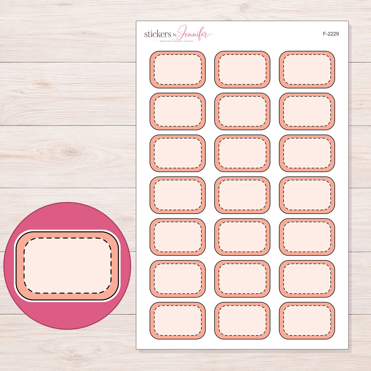 F-2229 planner sticker sheet with enlarged sticker detail