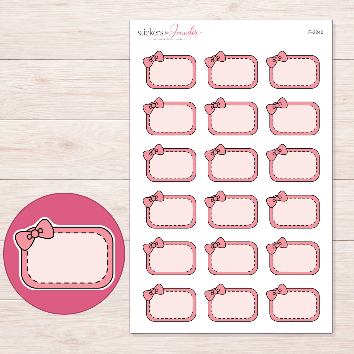 F-2240 planner sticker sheet with enlarged sticker detail