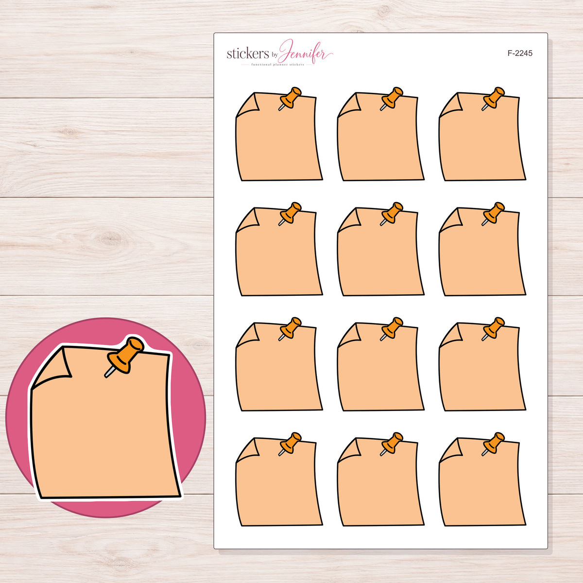 F-2245 planner sticker sheet with enlarged sticker detail