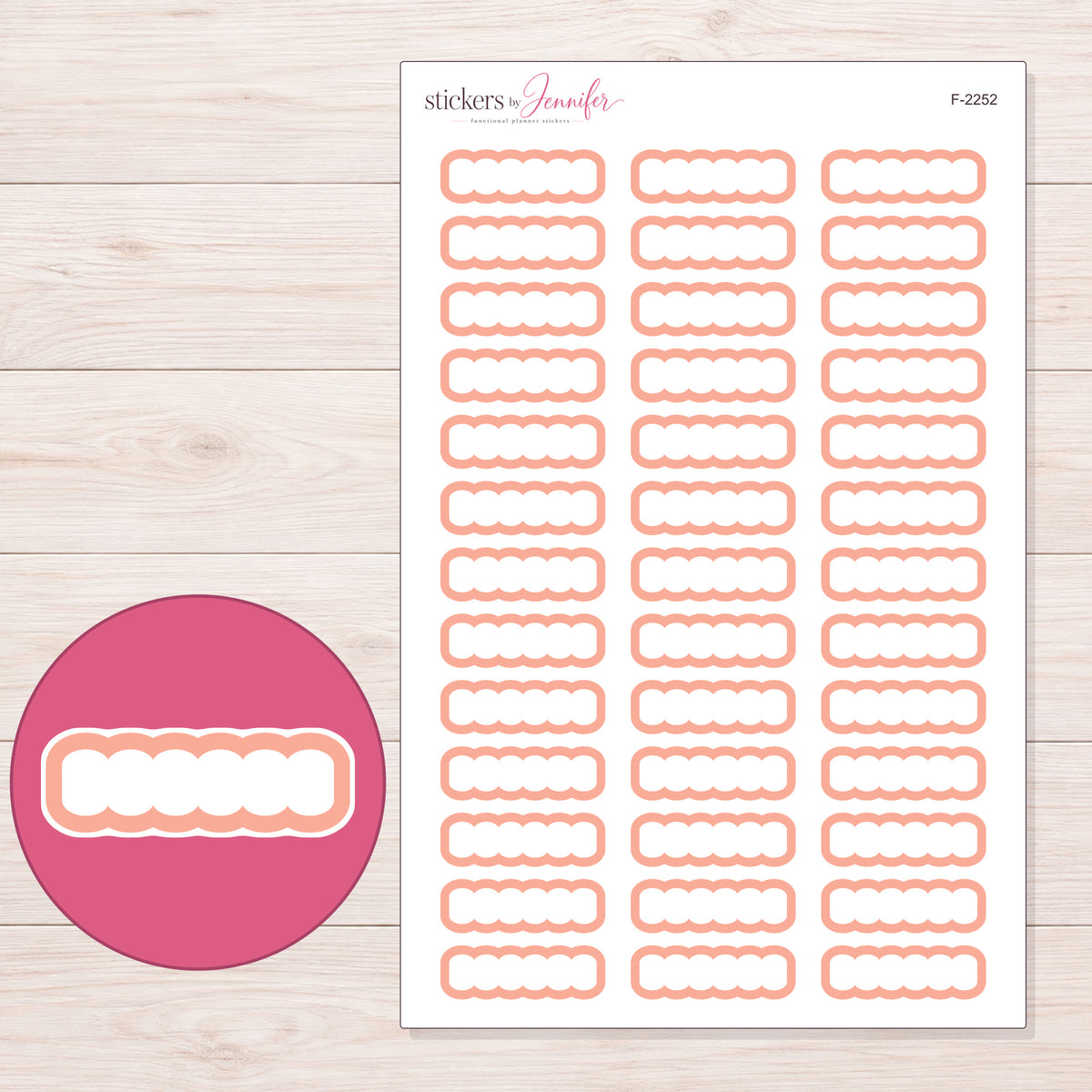 F-2252 planner sticker sheet with enlarged sticker detail