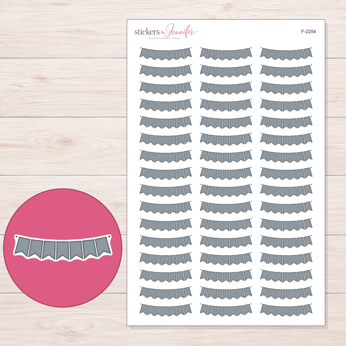F-2254 planner sticker sheet with enlarged sticker detail