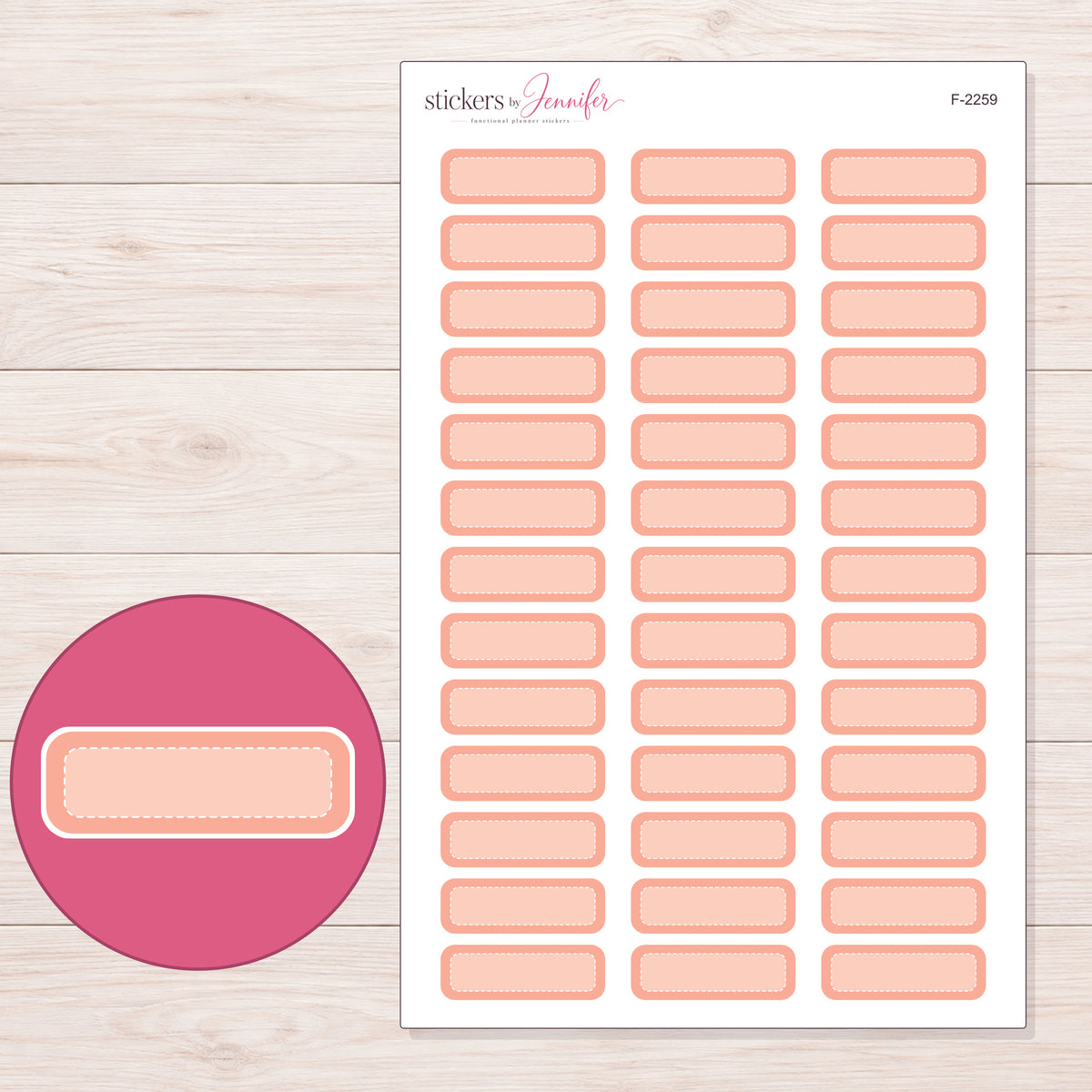 F-2259 planner sticker sheet with enlarged sticker detail