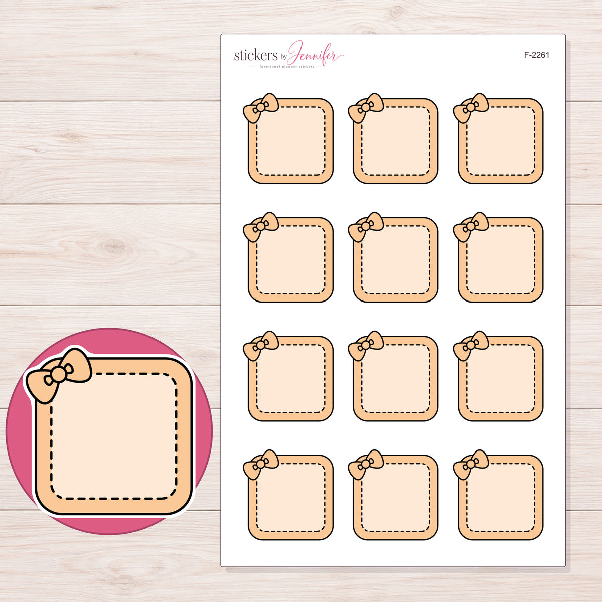 F-2261 planner sticker sheet with enlarged sticker detail