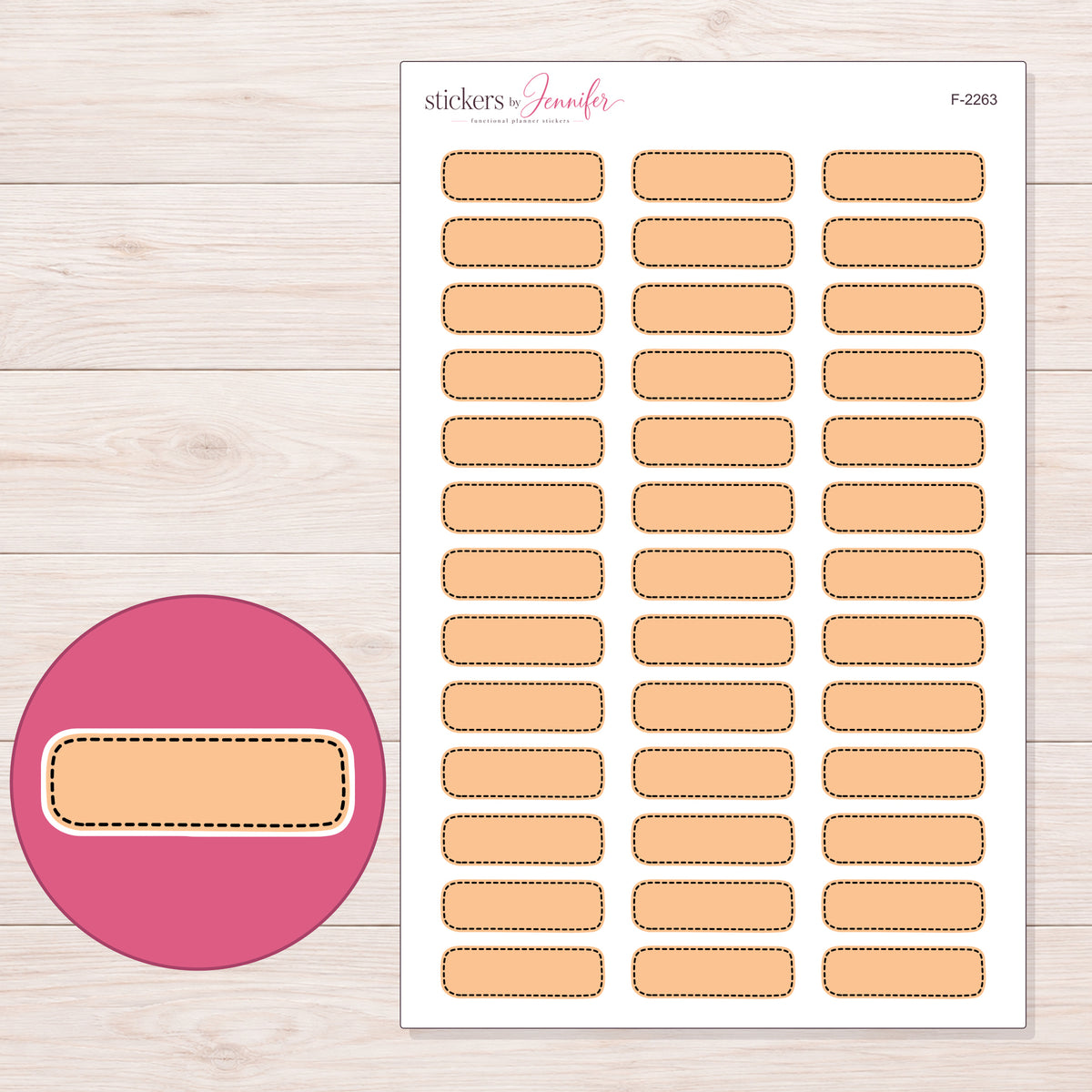 F-2263 planner sticker sheet with enlarged sticker detail