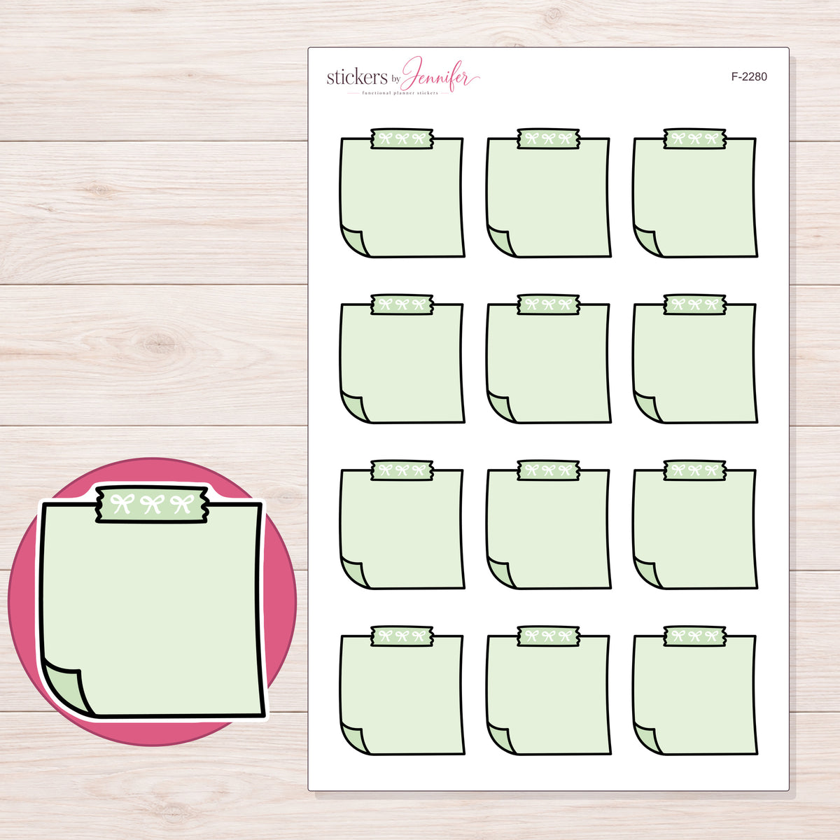 F-2280 planner sticker sheet with enlarged sticker detail