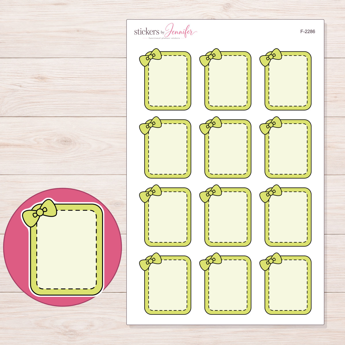 F-2286 planner sticker sheet with enlarged sticker detail