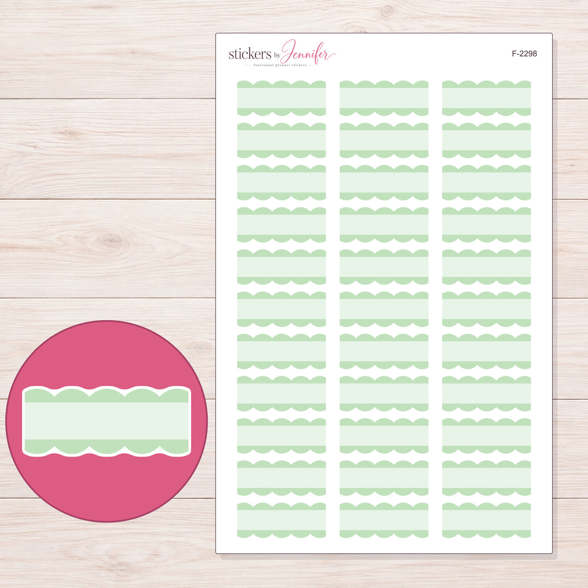 F-2298 planner sticker sheet with enlarged sticker detail