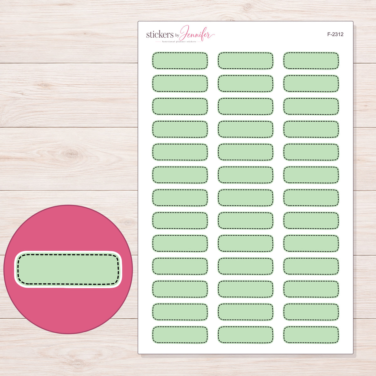 F-2312 planner sticker sheet with enlarged sticker detail