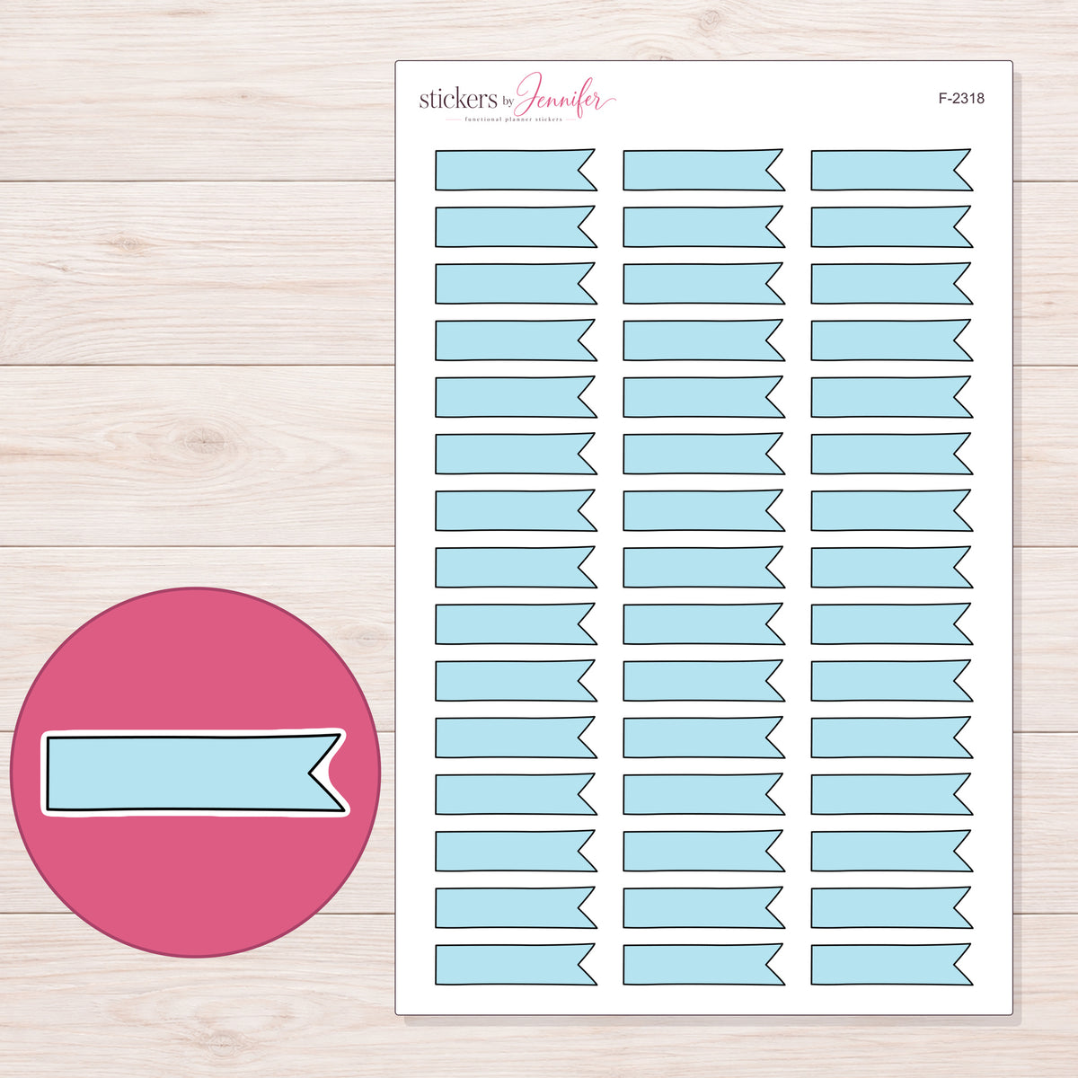 F-2318 planner sticker sheet with enlarged sticker detail