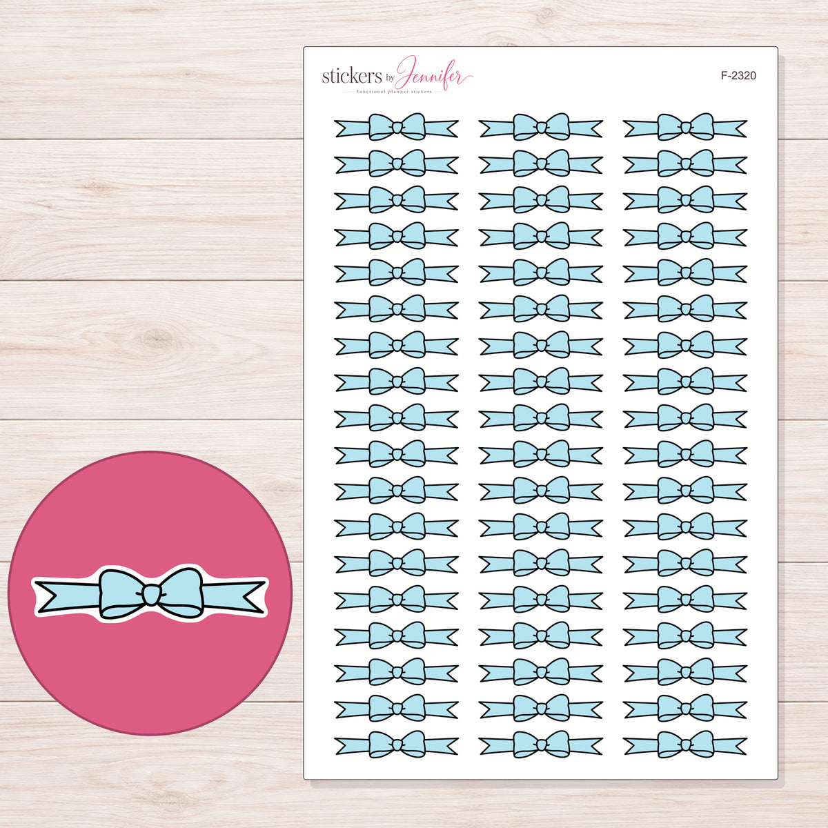 F-2320 planner sticker sheet with enlarged sticker detail
