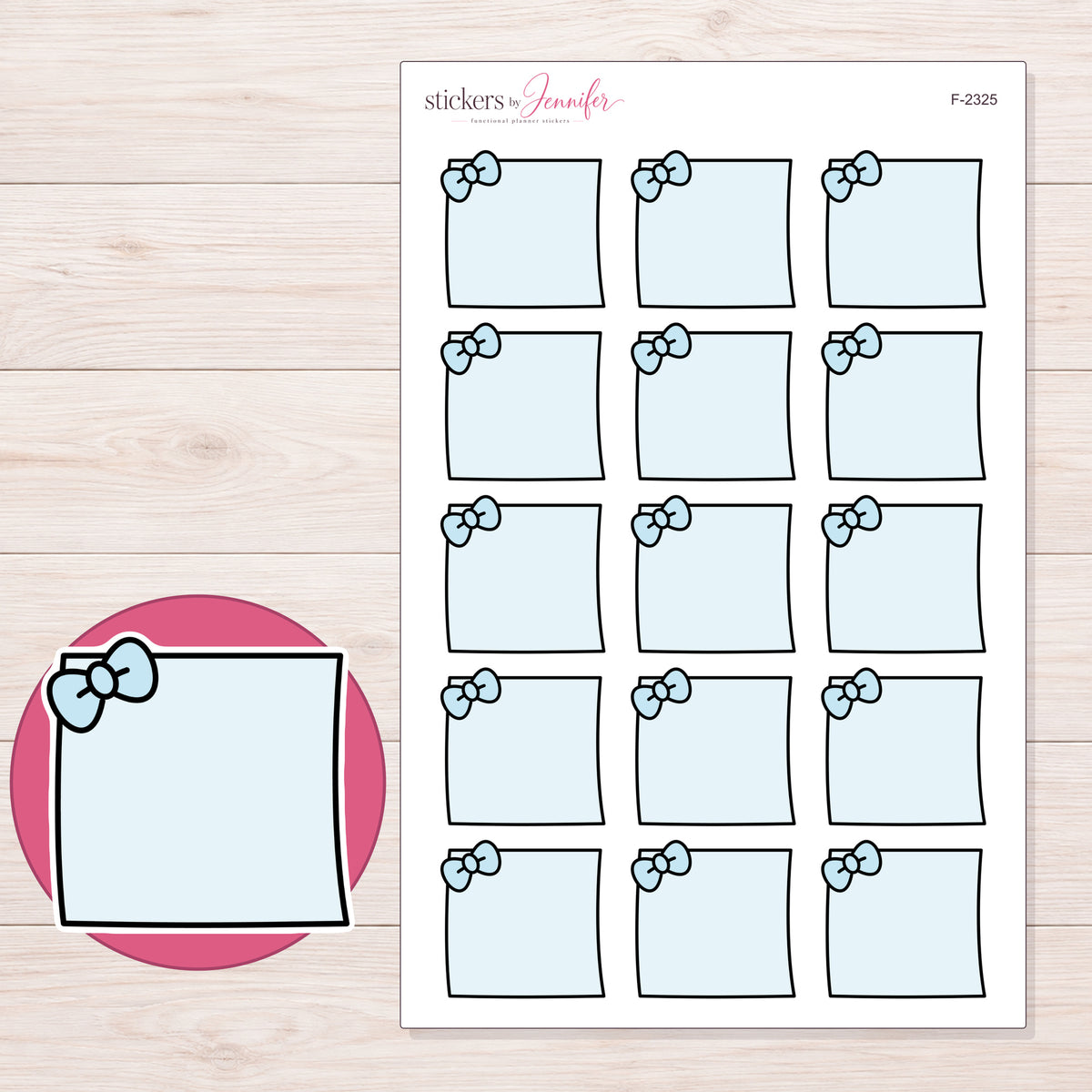 F-2325 planner sticker sheet with enlarged sticker detail