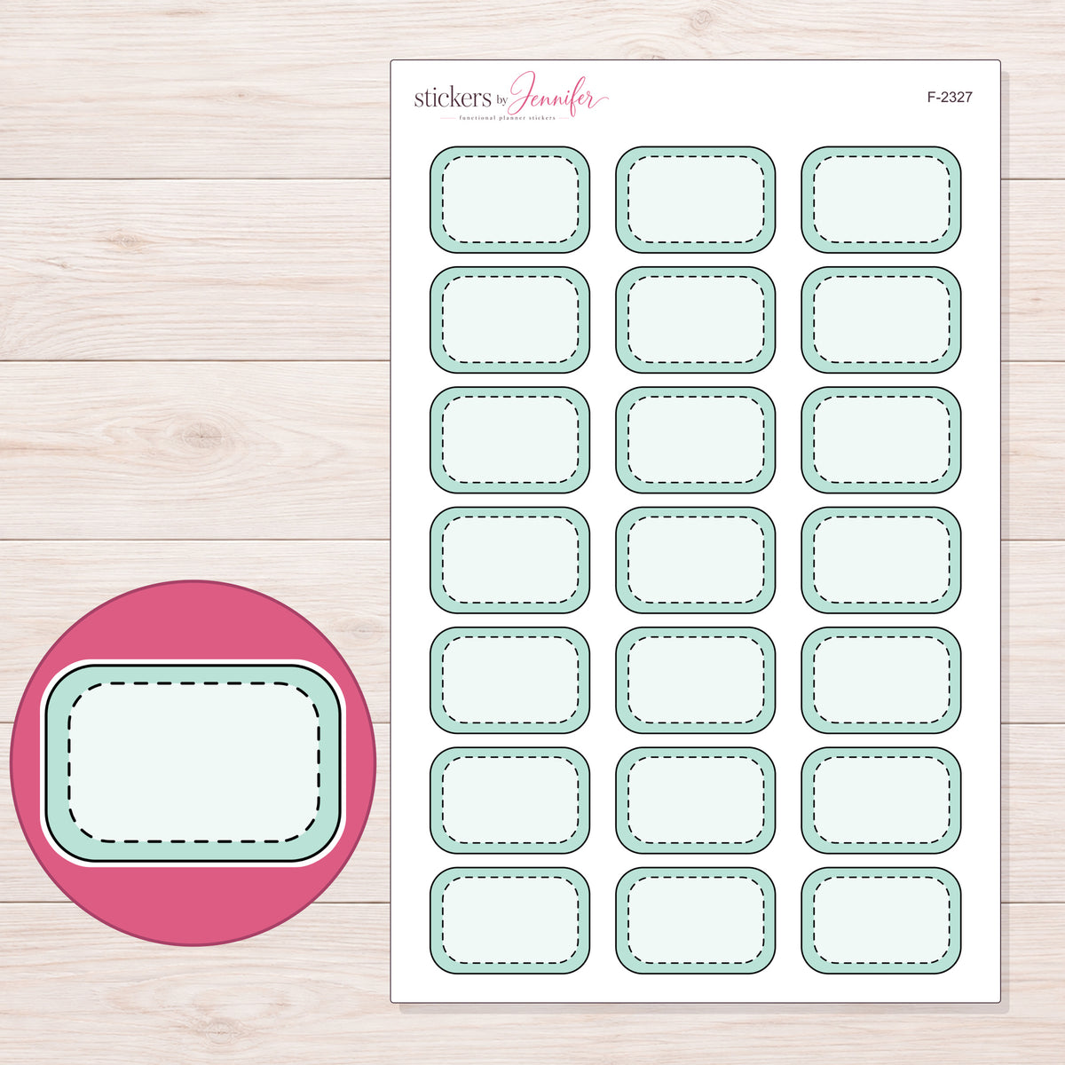 F-2327 planner sticker sheet with enlarged sticker detail