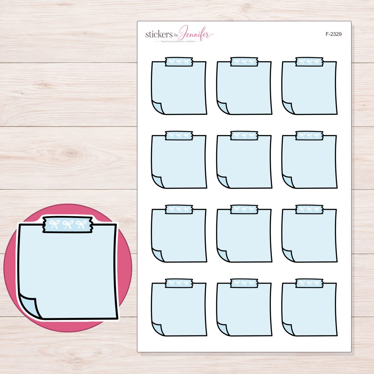 F-2329 planner sticker sheet with enlarged sticker detail