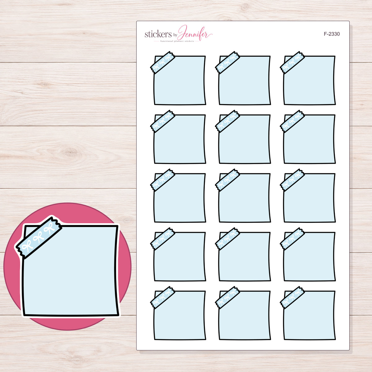 F-2330 planner sticker sheet with enlarged sticker detail