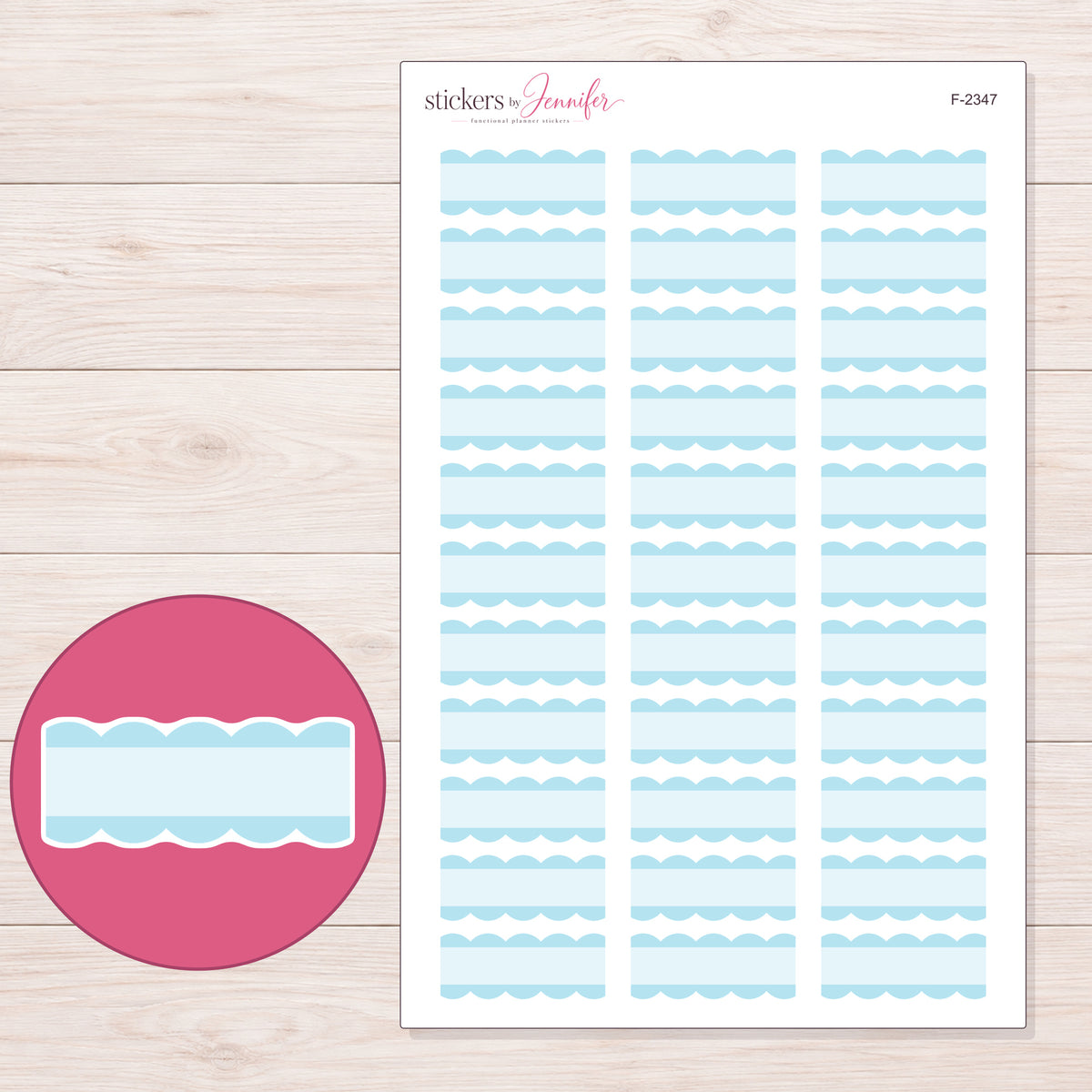 F-2347 planner sticker sheet with enlarged sticker detail