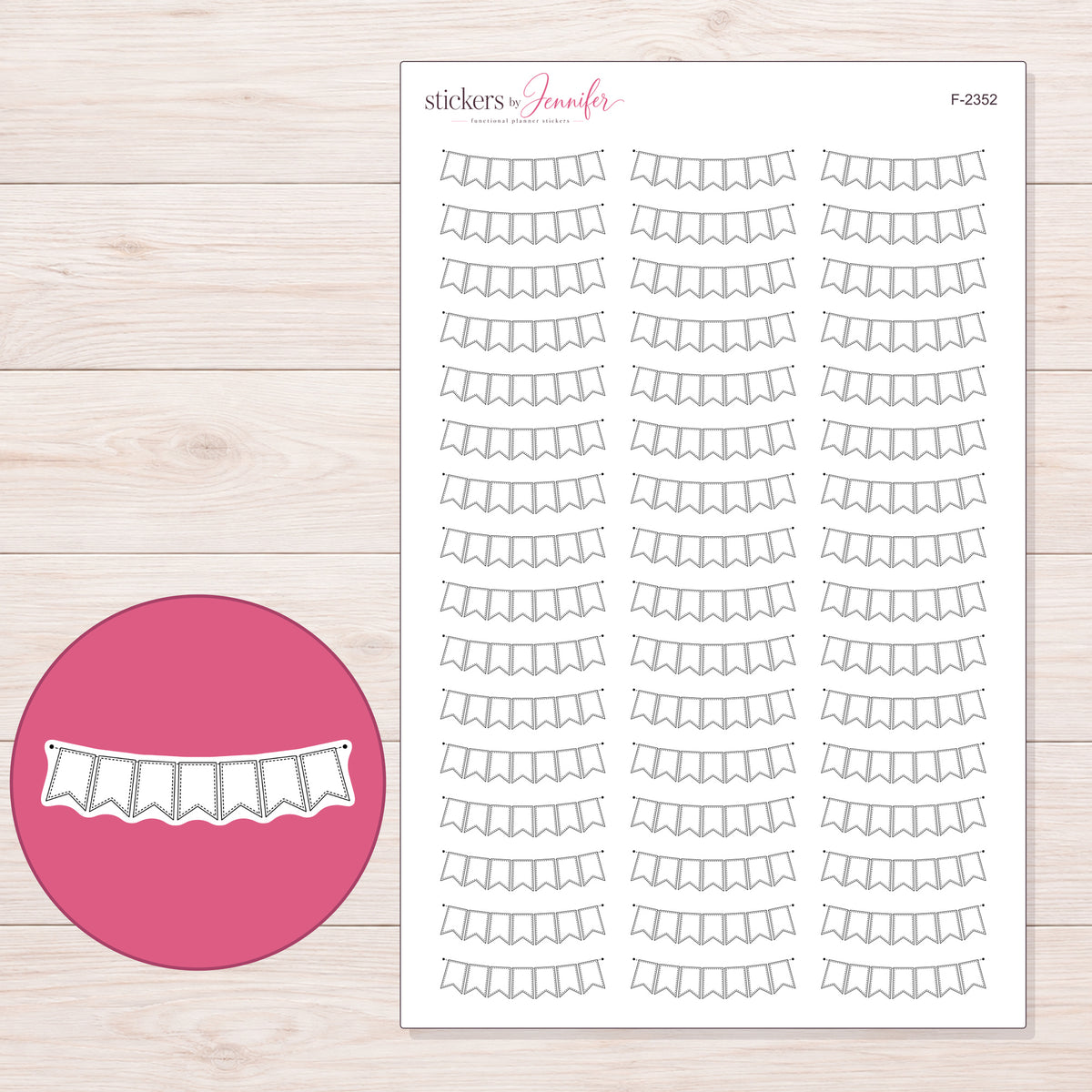 F-2352 planner sticker sheet with enlarged sticker detail