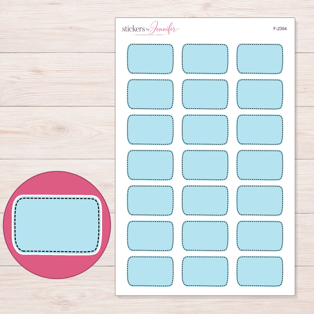 F-2354 planner sticker sheet with enlarged sticker detail