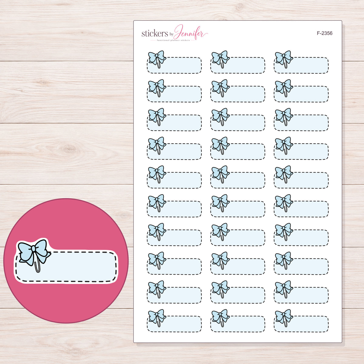 F-2356 planner sticker sheet with enlarged sticker detail