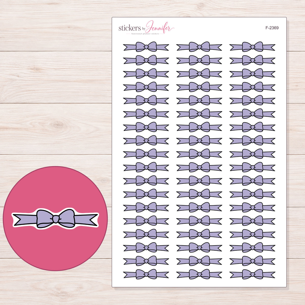 F-2369 planner sticker sheet with enlarged sticker detail
