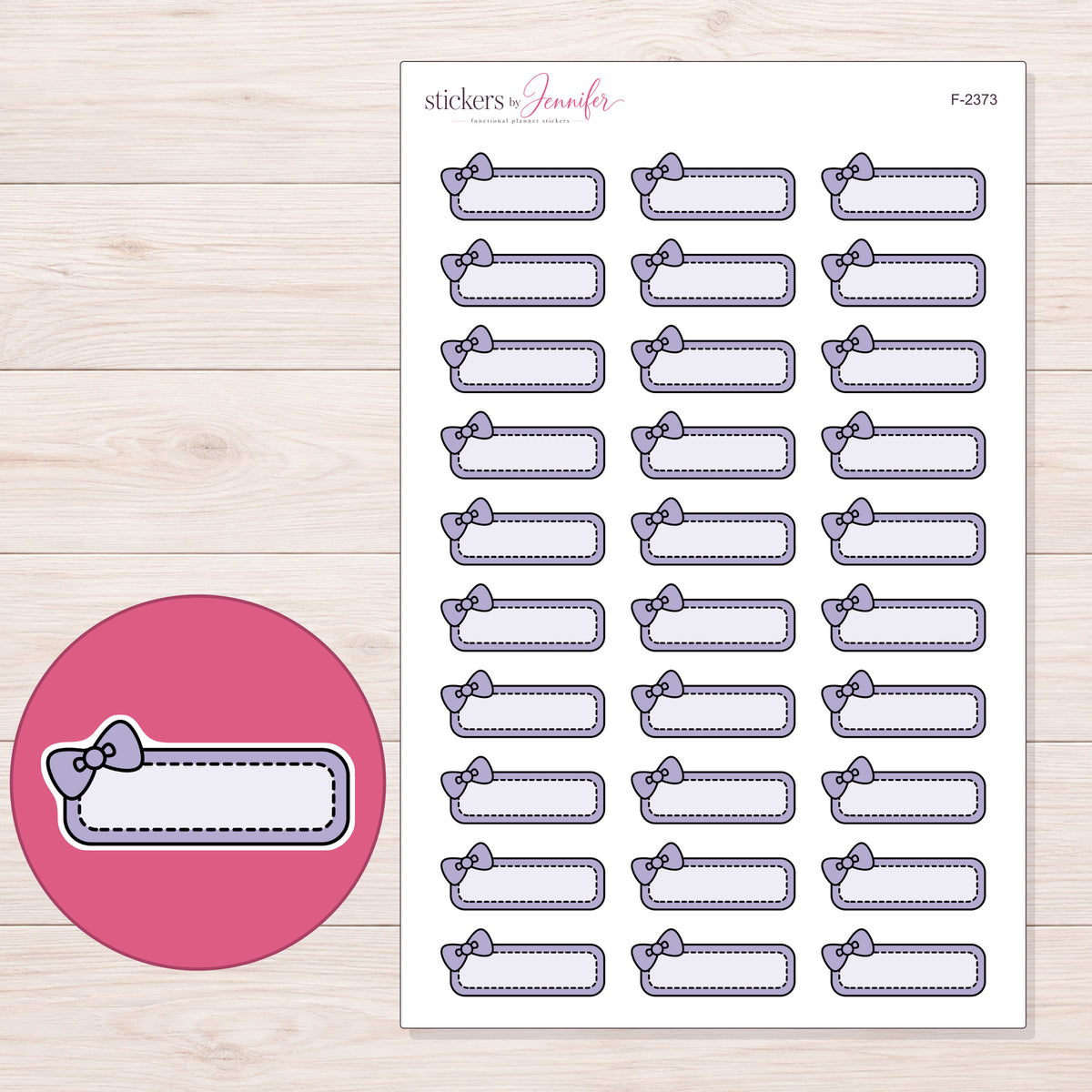 F-2373 planner sticker sheet with enlarged sticker detail