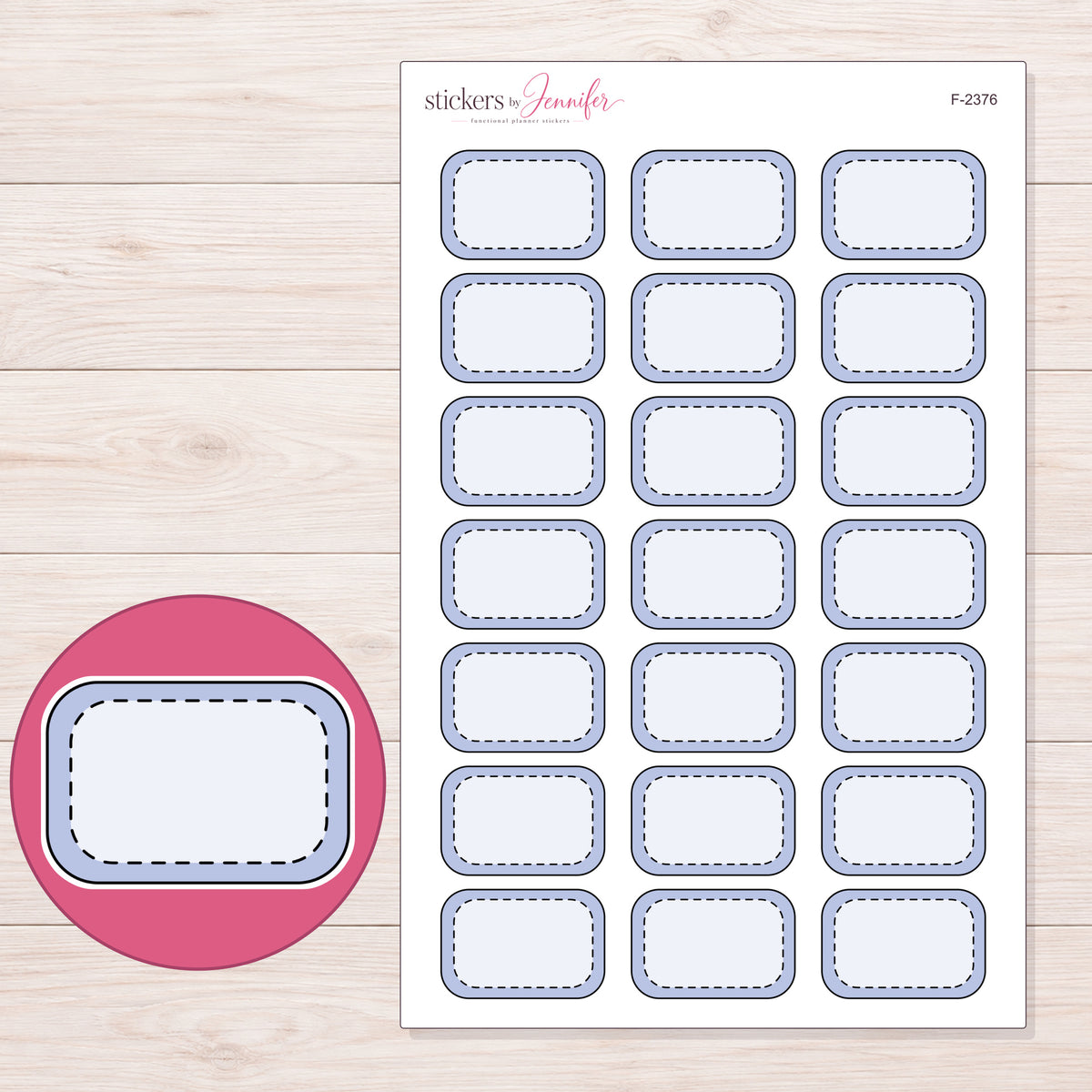 F-2376 planner sticker sheet with enlarged sticker detail