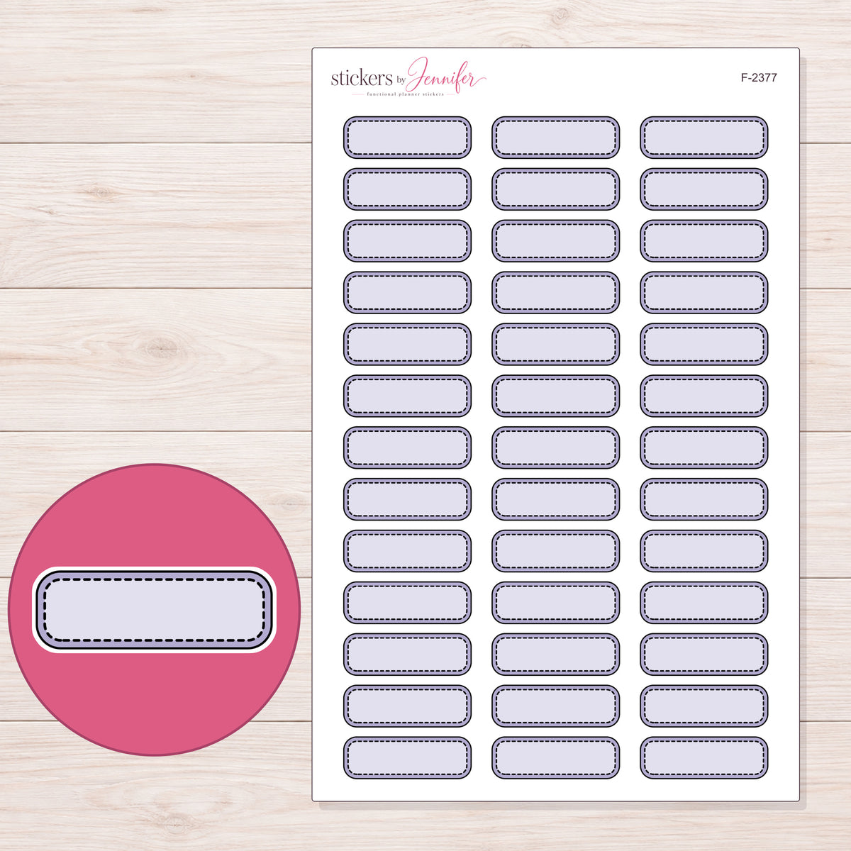 F-2377 planner sticker sheet with enlarged sticker detail