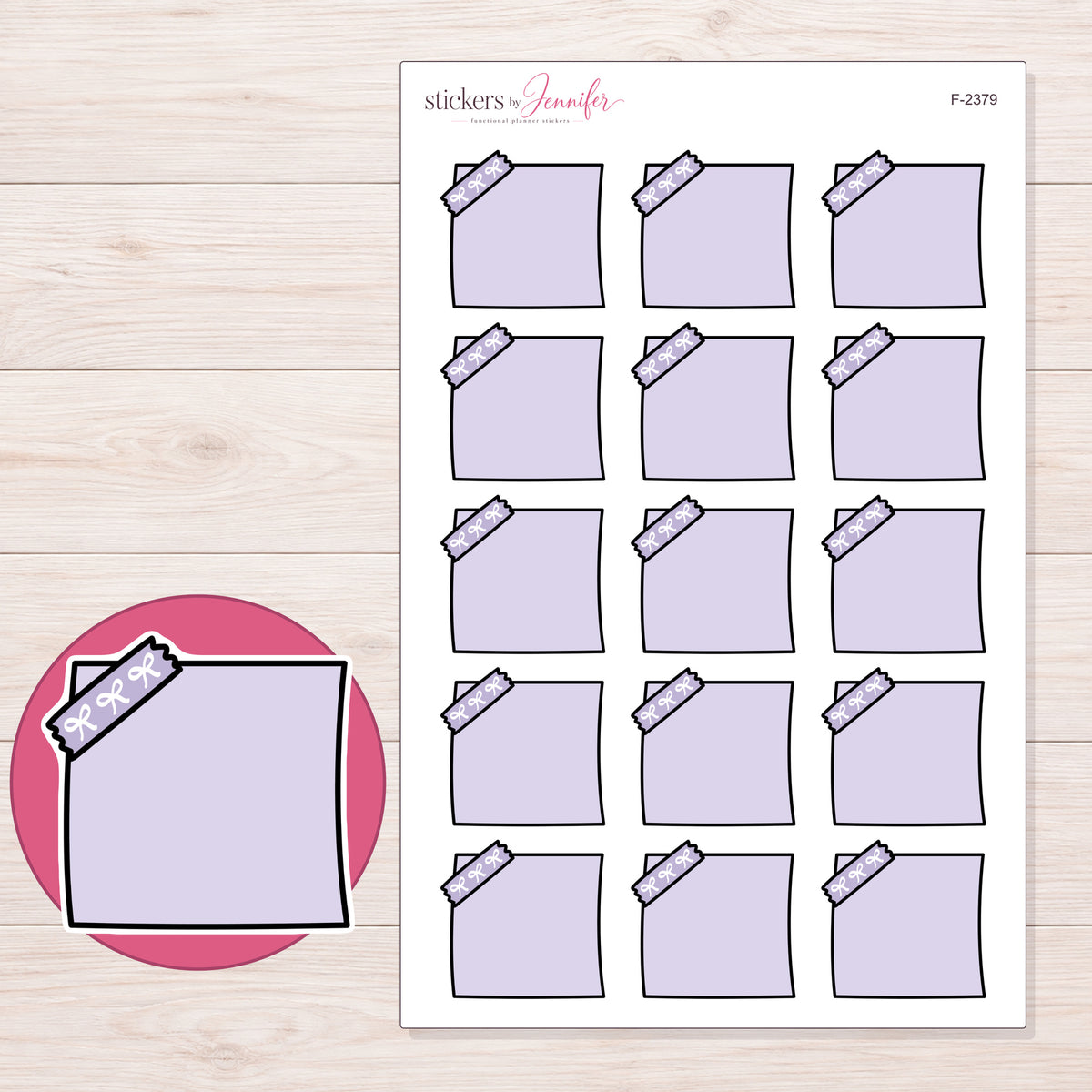 F-2379 planner sticker sheet with enlarged sticker detail