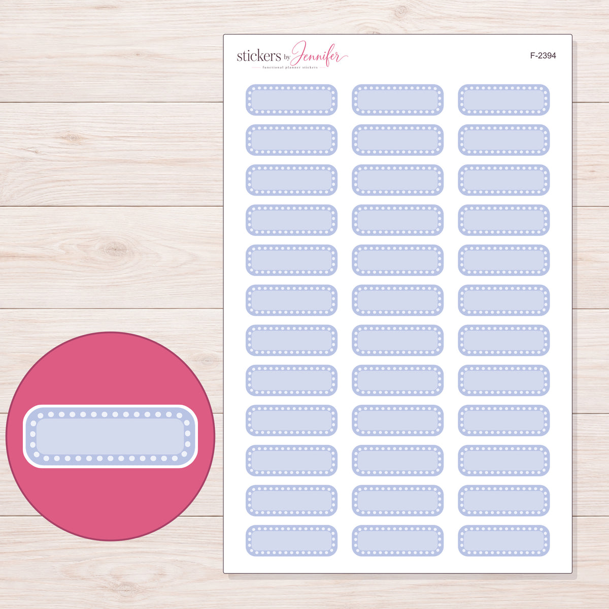 F-2394 planner sticker sheet with enlarged sticker detail