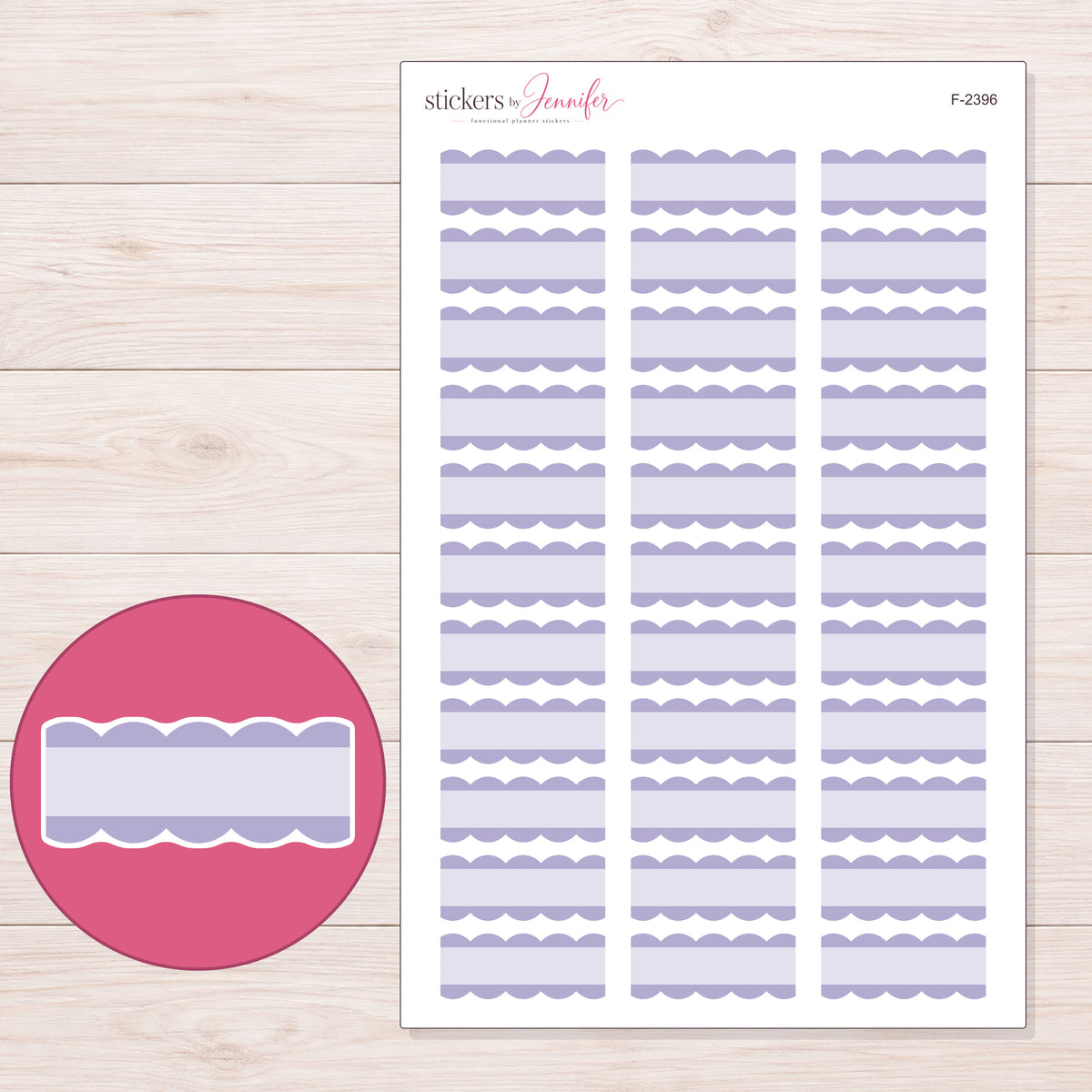 F-2396 planner sticker sheet with enlarged sticker detail