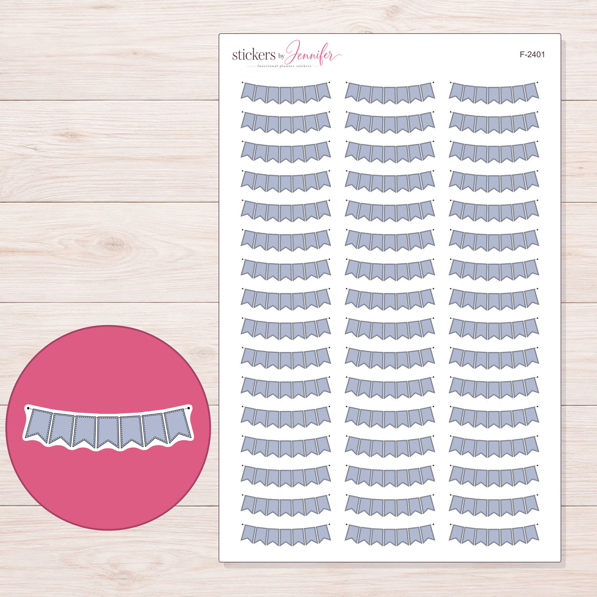 F-2401 planner sticker sheet with enlarged sticker detail