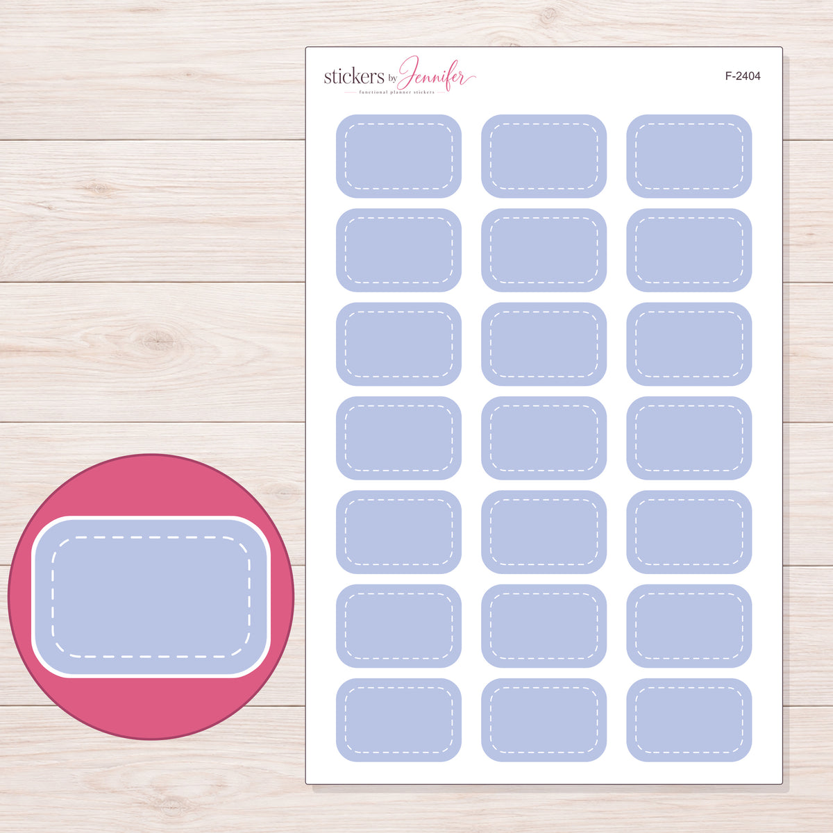 F-2404 planner sticker sheet with enlarged sticker detail