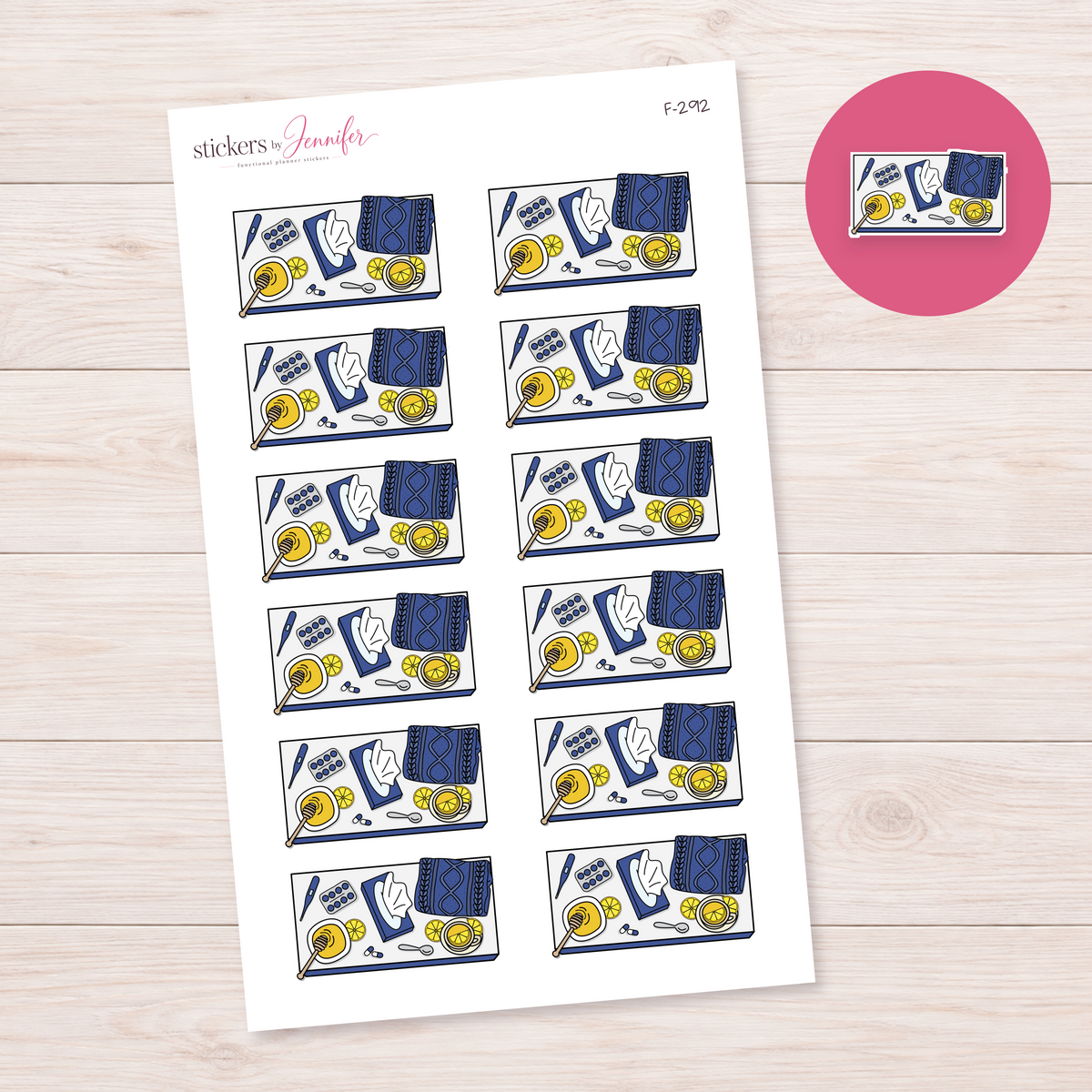 Blue Self-Care Supplies Planner Stickers | F-292