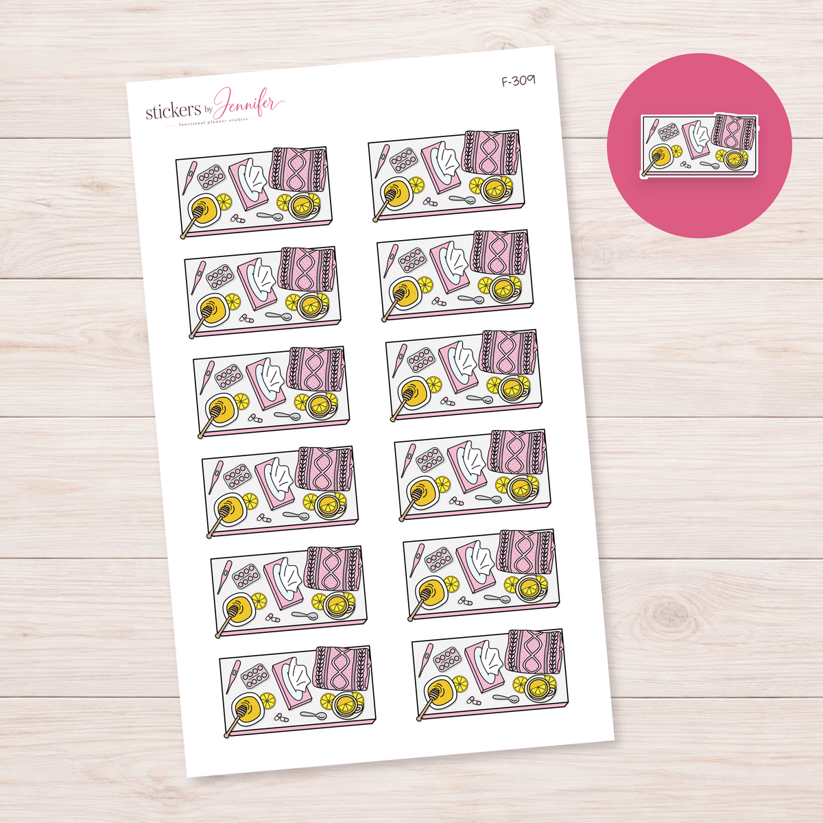 Pale Pink Self-Care Supplies Planner Stickers | F-309