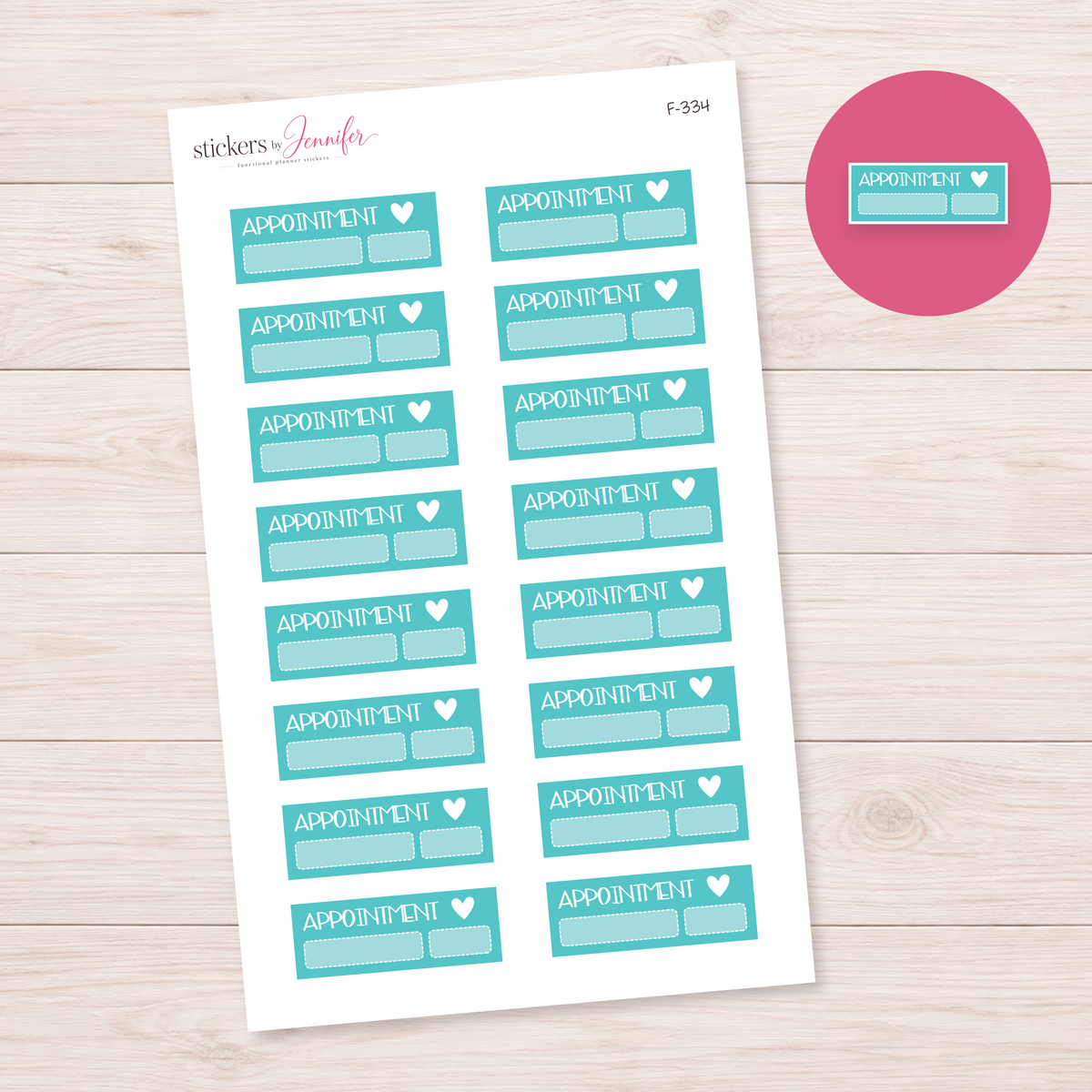 Teal Appointment Label Planner Stickers | F-334