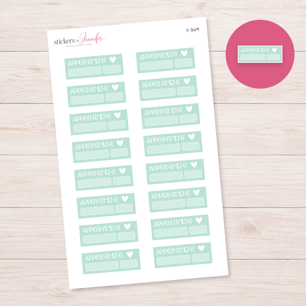 Mint Appointment Label Planner Stickers | F-349