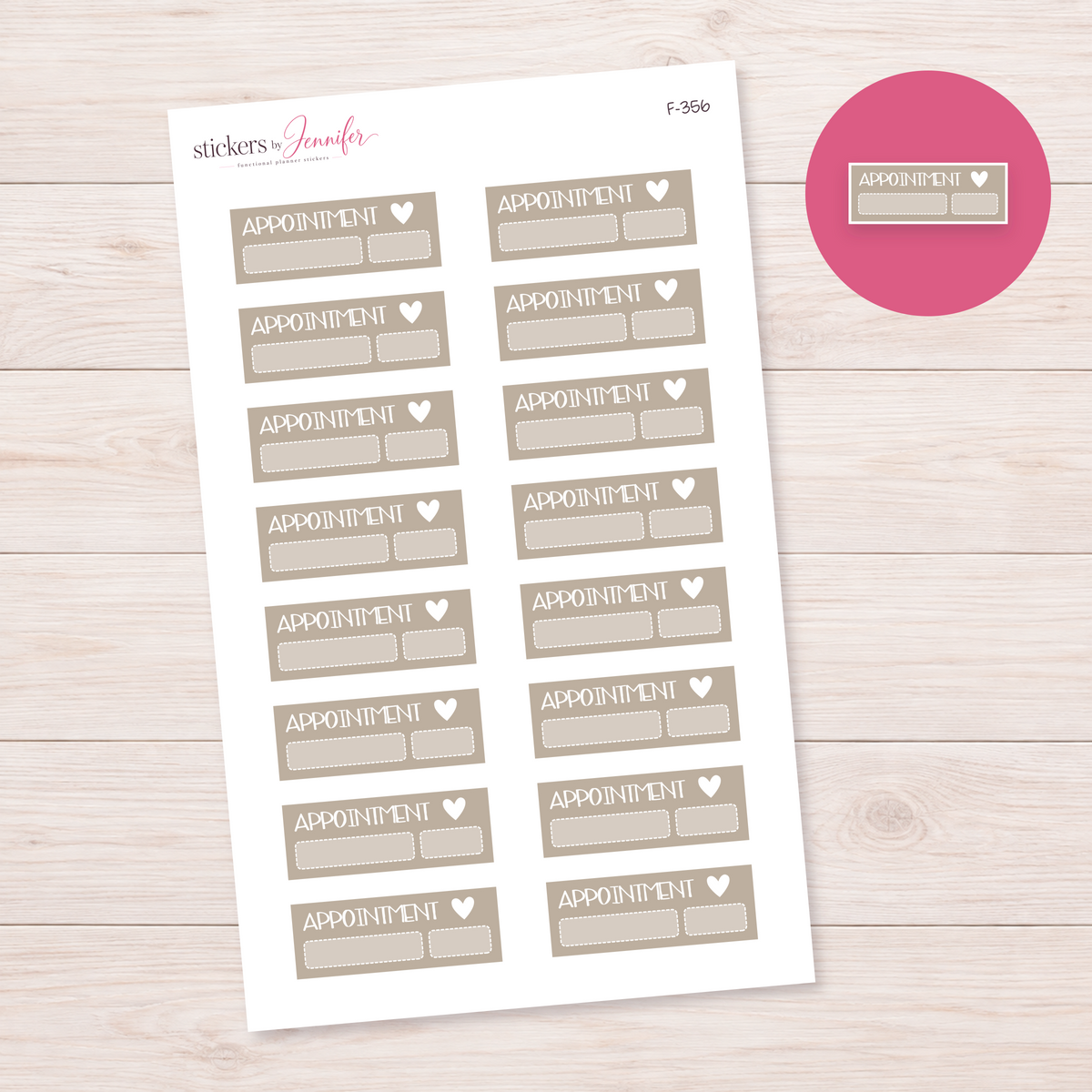 Taupe Appointment Label Planner Stickers | F-356