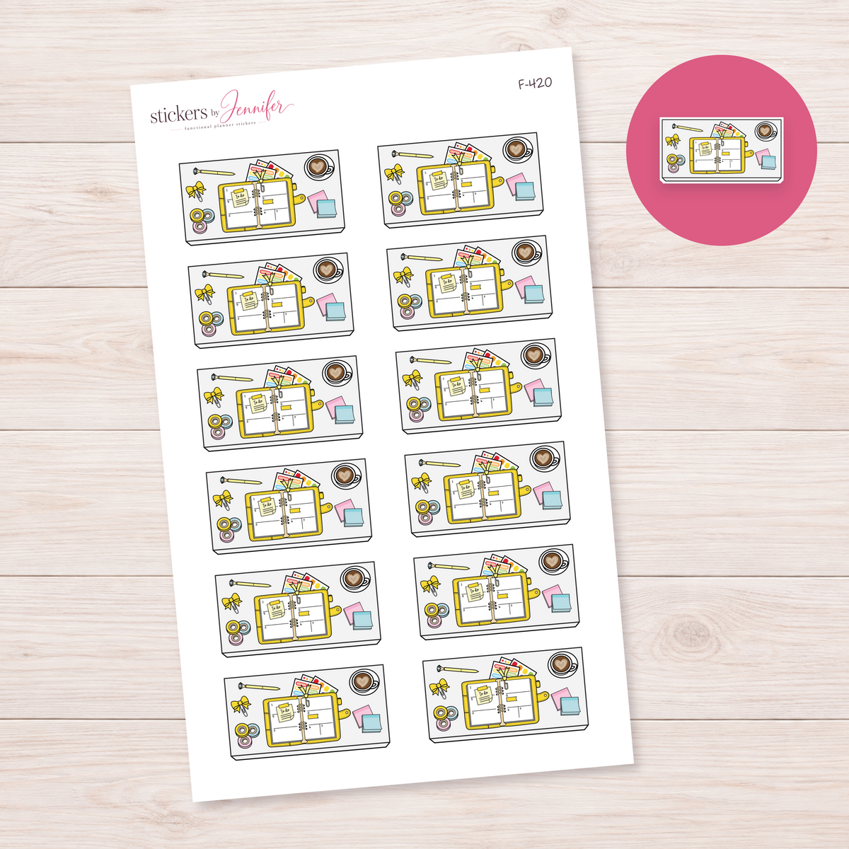 Bright Yellow Open Planner Workspace Planner Stickers | F-420