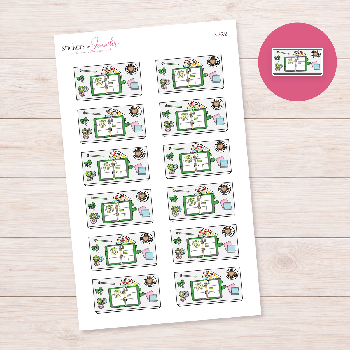 Green Open Planner Workspace Planner Stickers | F-422