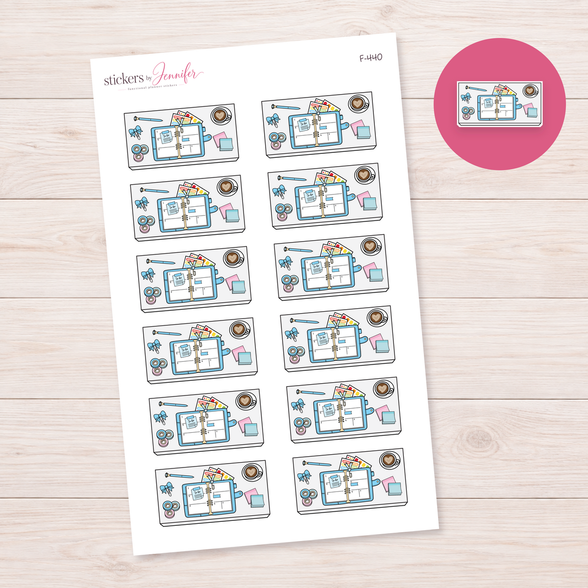Blue Weekly Planning Desk Planner Stickers | F-440
