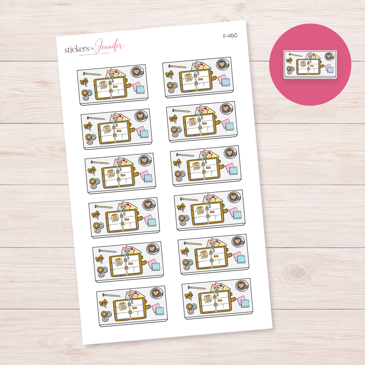 Mustard Open Planner Flat Lay Planner Stickers | F-450
