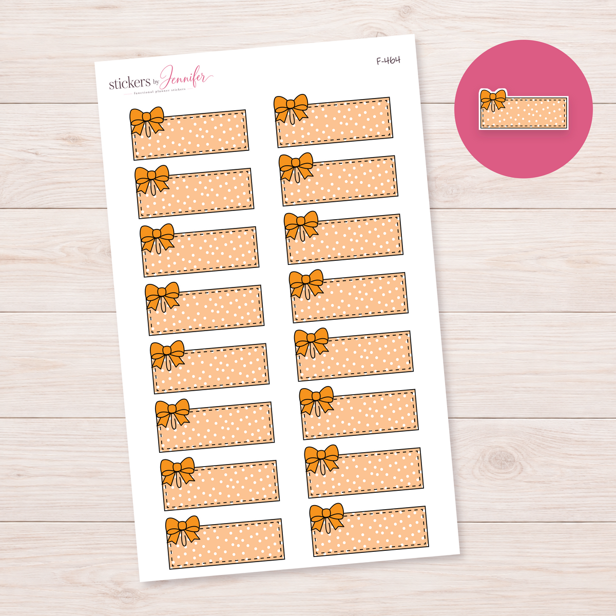 Orange Bow Label Planner Stickers | F-464
