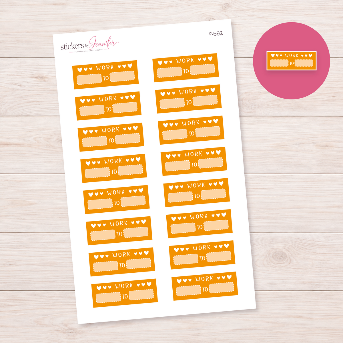 Orange Work Hours Label Planner Stickers | F-552