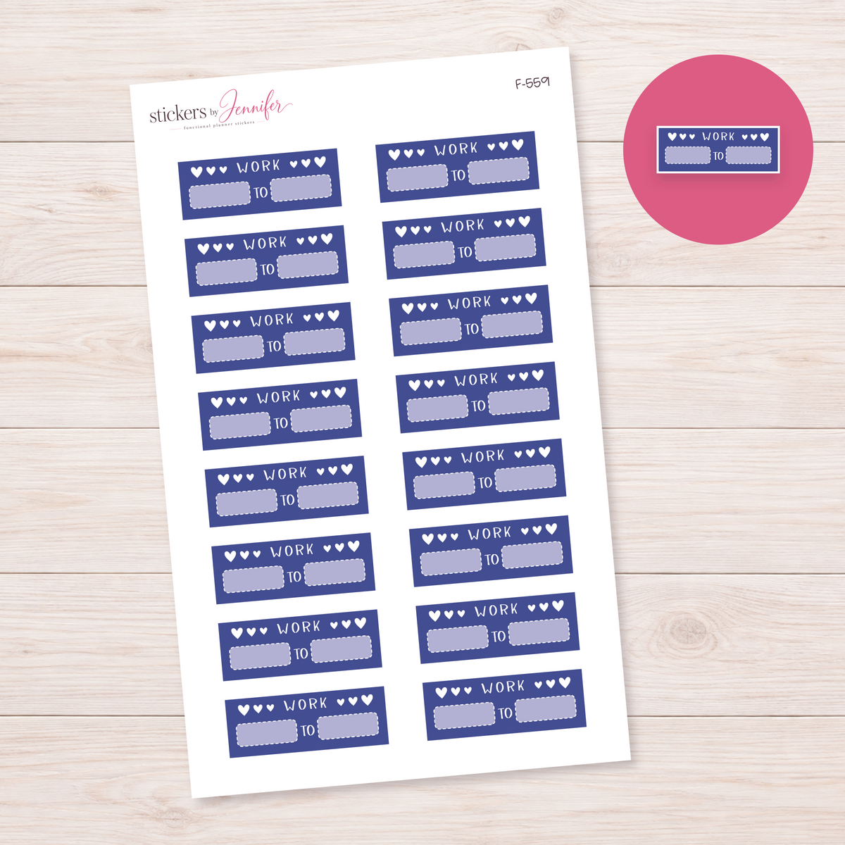 Blue Work Hours Label Planner Stickers | F-559
