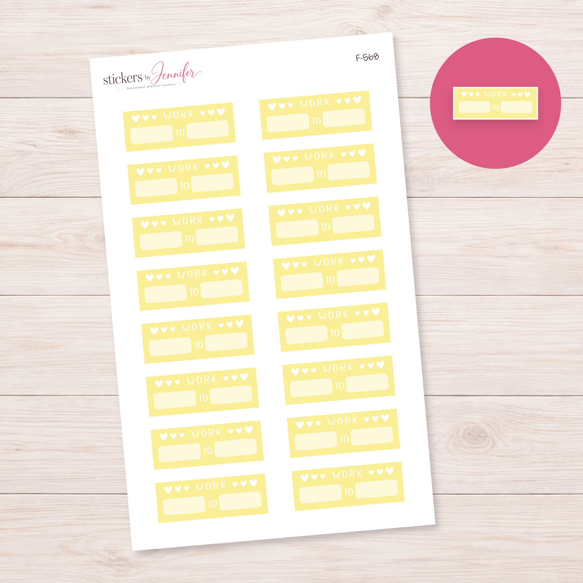 Pale Yellow Work Shift Label Planner Stickers | F-568