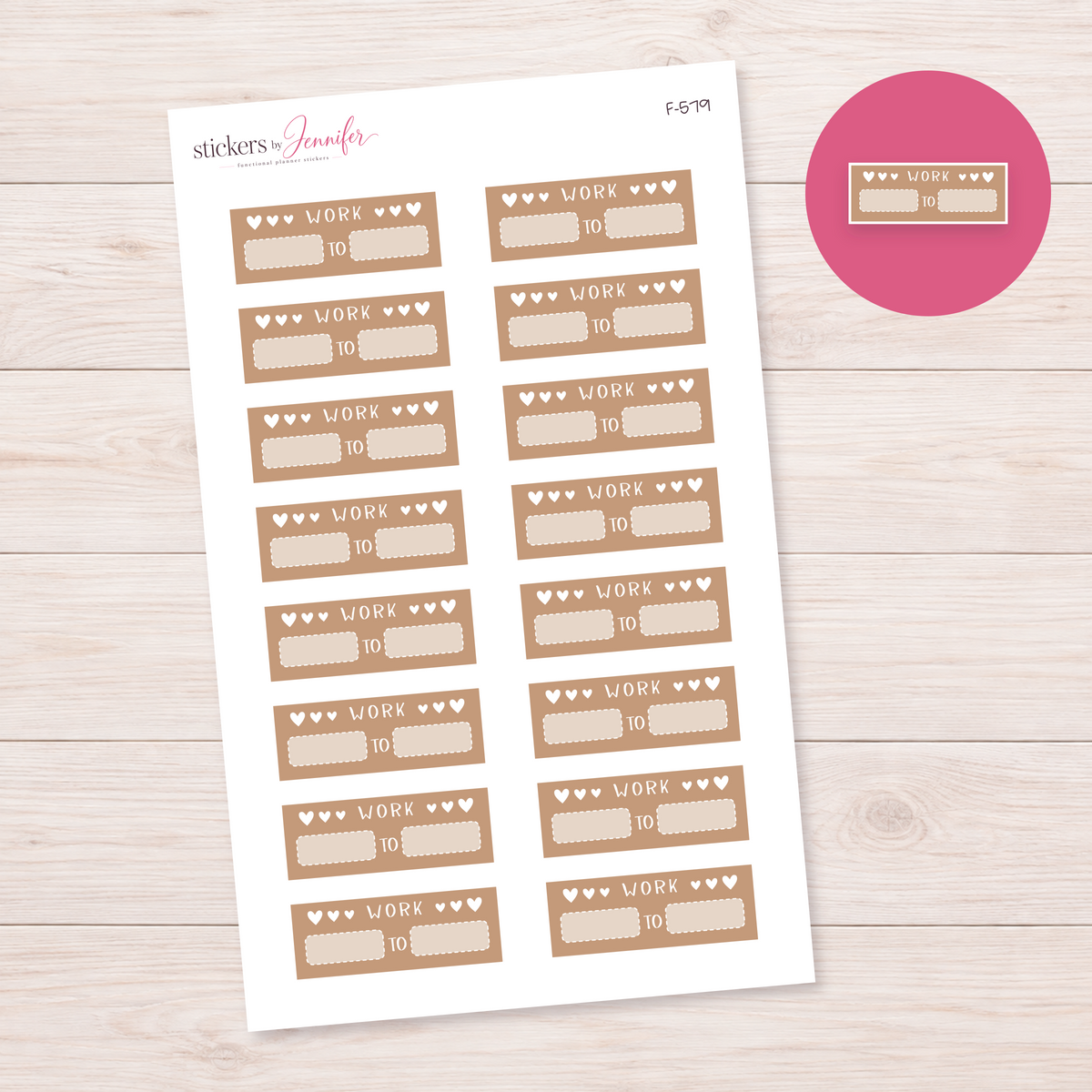 Tan Work Shift Label Planner Stickers | F-579