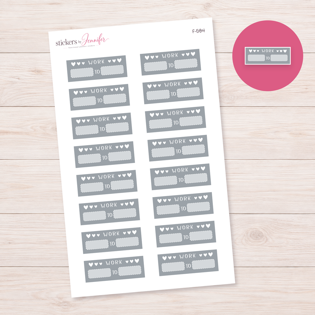 Gray Work Shift Label Planner Stickers | F-584