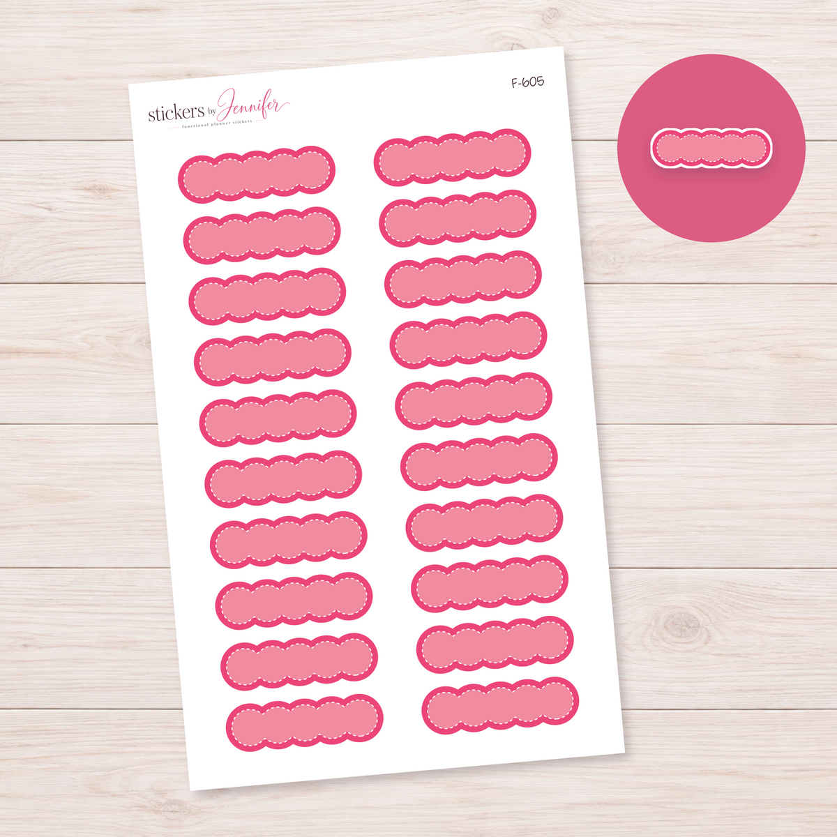Pink Scalloped Label Planner Stickers | F-605