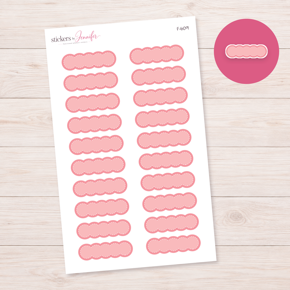 Coral Scalloped Label Planner Stickers | F-609