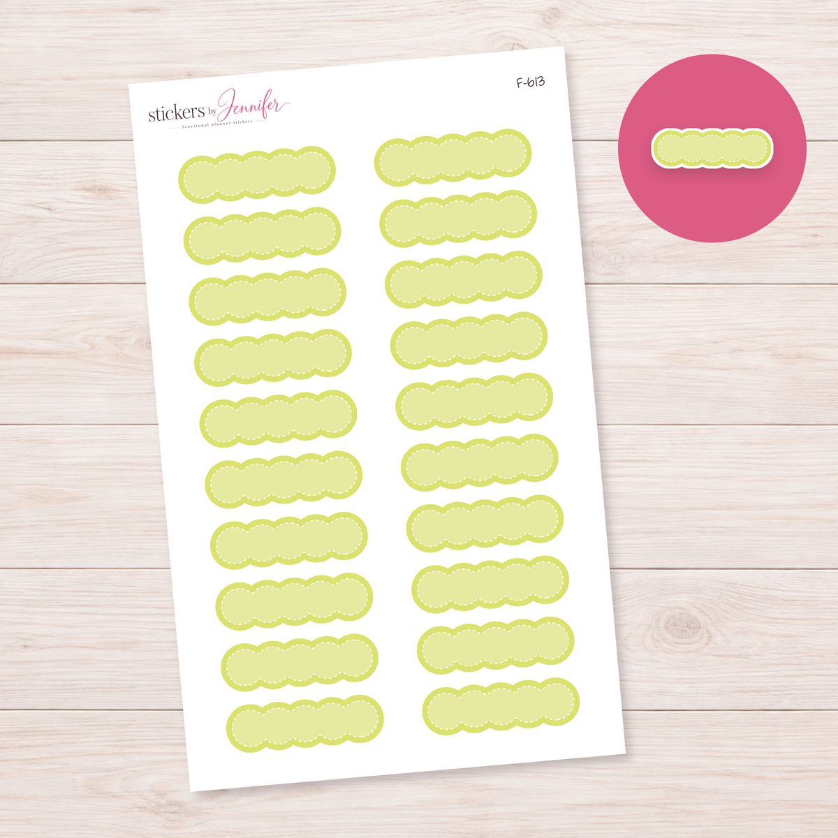 Lime Scalloped Label Planner Stickers | F-613